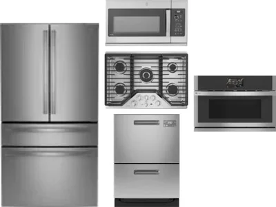 5 Piece Package Includes Refrigerator, Cooktop, Wall Oven, Microwave And Dishwasher